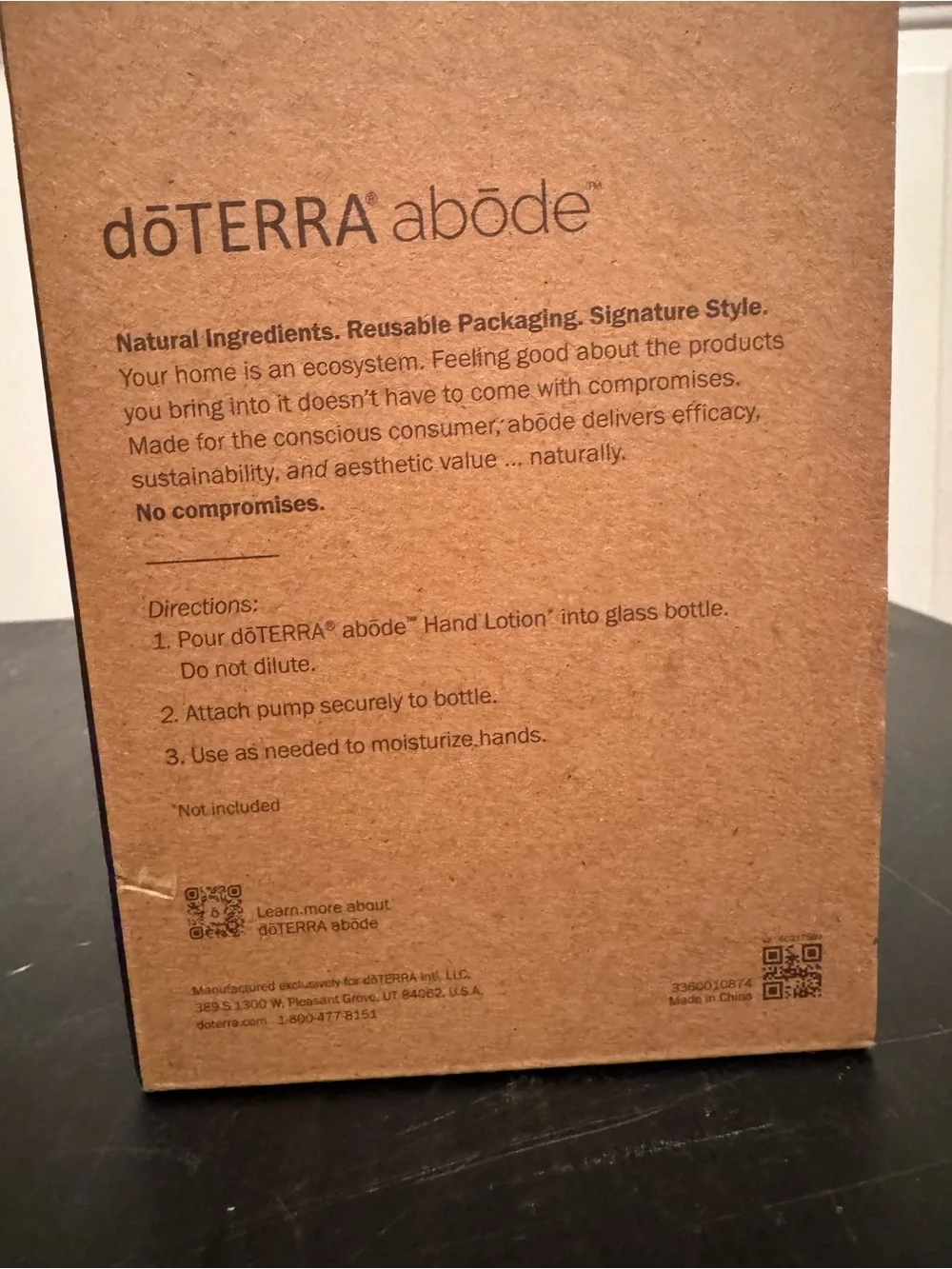 doTERRA abode Hand Lotion Dispenser Home Empty Amber Glass Bottle 296ml NEW